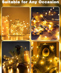 78Ft 240 LED Fairy Lights Battery Operated With Timer And Remote, decorating jars, table, bear, and plant