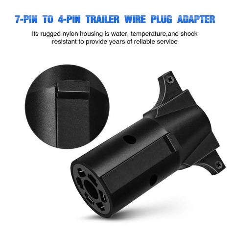 7 Way To 4 Way Flat Trailer Adapter Waterproof Rugged Nylon Housing 7 Pin To 4 Pin Wiring Connector Heavy Duty Built To Last