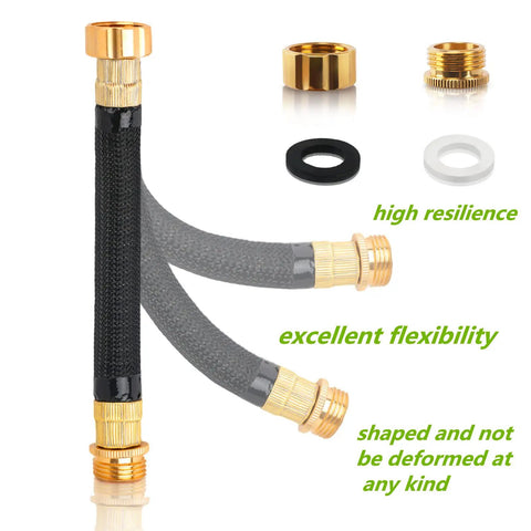 Two Pack 0.8 Foot Garden Hose Extension Flexible Water Hose Connector with Integrated PU Spiral Tube for Hose Reels RVs Dehumidifiers