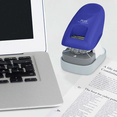 Desktop Staple Free Stapler That Zips Through Up To 10 Pages Without Staples Bright Blue Finish Perfect For Home School Or Office Compact Ready