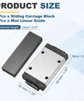 MGW9H Linear Bearing Sliding Carriage Block With Mini Guide, dimensions labeled, for 18mm Linear Motion Slide Rail Guide