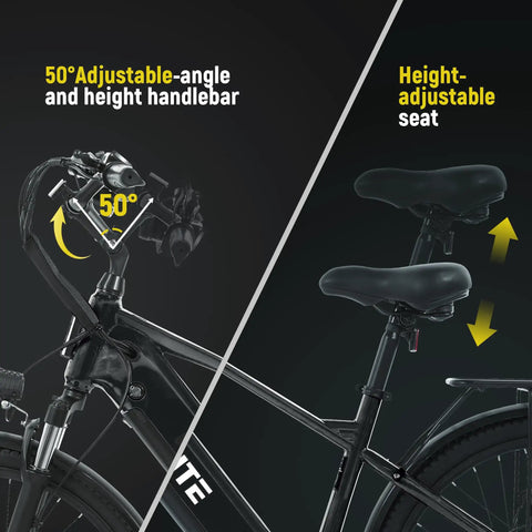 Powerful 1300W Peak Ebike With 840Wh Removable Battery 70 Mile Range 28 MPH Top Speed Dope Electric Bicycle adjustable stem