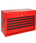 24 Inch Portable Metal Tool Box With Nine Ball Bearing Drawers And Slick Eva Linings For Sorted Gear Stash A Grab And Go Shop Ready Red Heavy Duty Workhorse For Garage Builds - front view.