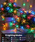 Solar Flower String Lights Outdoor Waterproof 50 LED Fairy Lights Sun Powered For Garden Fence Patio Yard Christmas Tree