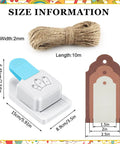 3 In 1 Craft Tag Punch Kit With Rope for Paper Crafting and Scrapbooking showing punch, rope, and tag sizes