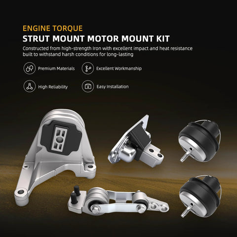 JAVOUKA engine motor mount kit with metal brackets and black rubber mounts for Volvo 2001–2006 2.5T