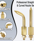 Professional straight and curved nozzle set, fits 1/8" NPT thread, durable design for grease guns.