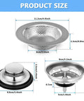 3 Piece Kitchen Sink Drain Strainer And Stopper Set Stainless Steel Garbage Disposal Plug with measurements