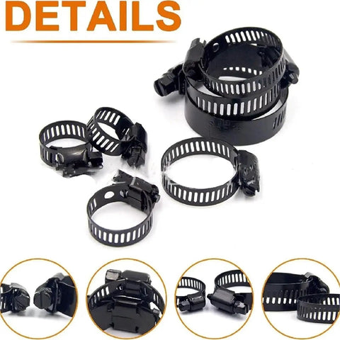 Solid 60Pcs Stainless Steel Hose Clamp Kit For Tough Work. Adjustable Worm Gear Pipe Clamps Sized 6-38mm Fit Any Car, Plumbing Job Or Home Project With Zero Rust And Total Durability You Need Today. black stainless steel hose clamps in multiple sizes