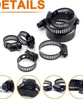 Premium 60Pc Stainless Steel Adjustable Worm Gear Hose Clamps Kit With Wide 6-38mm Range Perfect For Woodworking Hvac Diy Projects And Fluid Connections That Totally Rock black worm gear hose clamps shown in detail