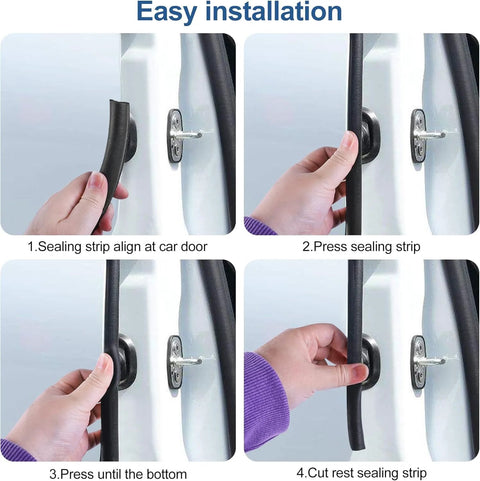 Automotive door weather stripping seal with side bulb; 20 ft rubber edge trim for car doors, four-step installation demo