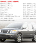 Reliable Gas Cap Replacement Fits 2000-2011 Nissan Cars And SUVs Including Altima, Sentra, Pathfinder, Frontier, Titan, Xterra, And Maxima - Part Number 17251-1AA0A, 10838 Compatible Fuel Cap, No-Hassle Install, Premium Quality displayed with compatibility list and SUV