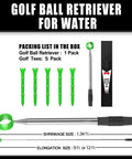 Telescopic Golf Ball Retriever 12 Foot And 9 Foot Stainless Steel Shaft With Two Sided Pickup Unbreakable Head in packaging