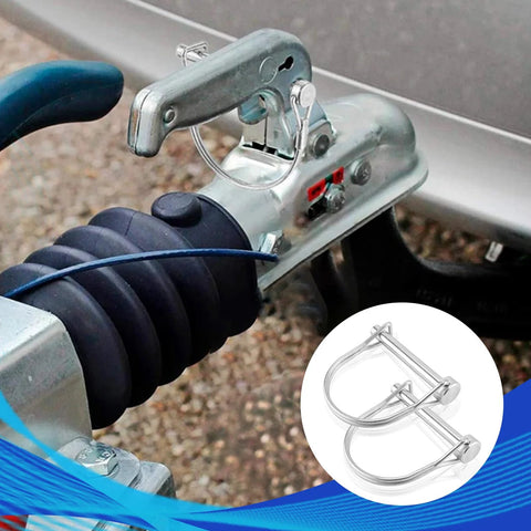 Front view: two marine-grade 316 stainless safety coupler pins, 1/4 in dia × 50 mm length, round arch shaft locking pins.