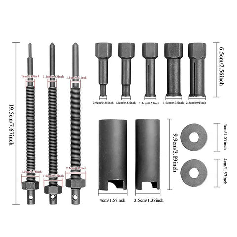 Heavy Duty Bearing Puller Set For Auto And Moto Repairs No Sweat Compact Internal Extractor Grabs Tight So You Skip Disassembly Save Time With Deep Reach Design That Yanks Inner Rings Smooth For Your Next Vehicle Project, 12-piece steel set