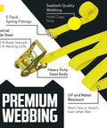 Two Inch By Twelve Foot E Track Ratchet Straps 8 Pack Yellow with industrial steel fittings and UV-resistant webbing.