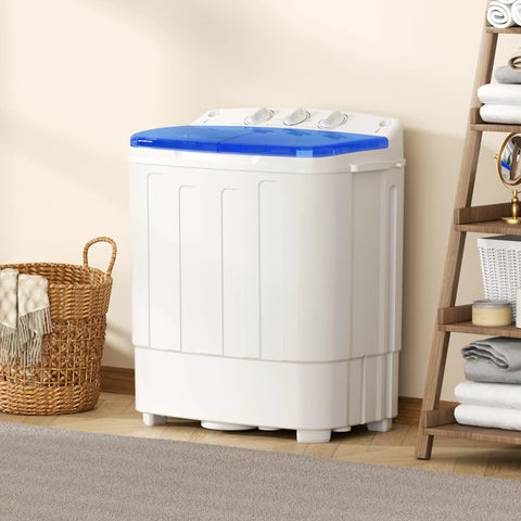 Game Changer Compact Twin Tub Portable Washing Machine With Fast Spin Dryer And Simple Dial Controls Lightweight in a room setting.