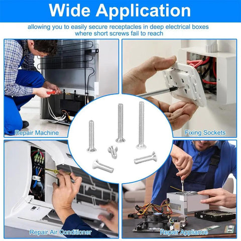 Wide application of White Wall Plate Screws Kit 150 Pcs With 6 Sizes 6 32 Thread Long Outlet Screws in various repairs