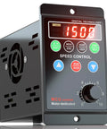 Front view of 750W VFD Variable Frequency Drive with digital display for CNC milling, converts 110-220V input to 3-phase output.