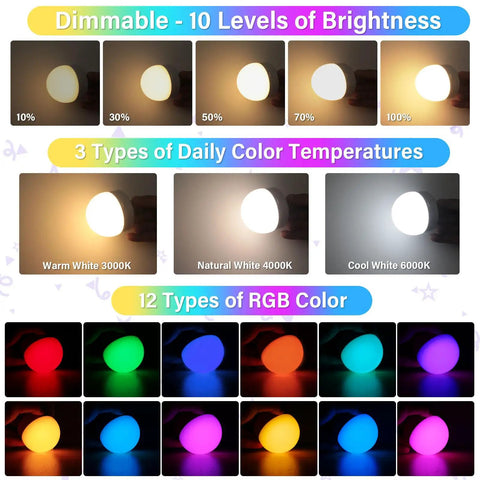 Rechargeable Light Bulb With Remote Timer And 15 Color Options Battery Operated Magnetic Puck LED Bulb brightness levels and colors