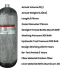 4500 Psi 9L Carbon Fiber Scuba Tank With High Pressure Gauge Valve For PCP Air Rifles And PCP Games Station C CE EN Certified