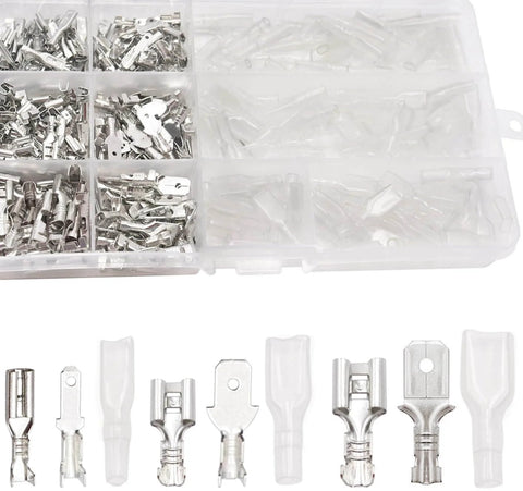Car Audio Quick Splice Wire Spade Connectors Kit 2.8mm 4.8mm 6.3mm Male And Female Crimp Terminals With Insulating Sleeves 380 Pieces