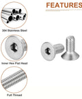M5 0.8 X 12mm Flat Head Socket Cap Screws Set, 25 Pack, 304 Stainless Steel, Countersunk Hex Socket Bolts With Full Thread features image