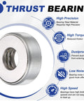 Thrust Bearing Set 2 Pack Beefy Full Complement Chrome Steel Tapered Roller Bearings With Case Hardened Steel 0.69 Inch Bore 1.22 Inch OD 0.39 Inch Width Heavy Duty High Temperature Resistant, chrome steel bearing