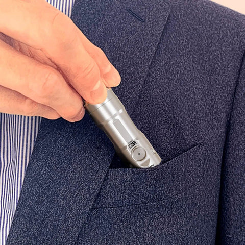 S3 Ti Titanium LED Flashlight 1800 Lumen Beast Mode Bright Handheld EDC Keychain Light USB C Rechargeable in suit pocket