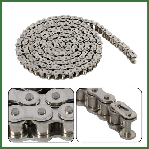 Heavy Duty 60 SS Roller Chain Kit 10 Feet Long With Connector Links For Lumber Mills Cement Plants And Mining Machinery That Runs Smooth close-up stainless steel chain