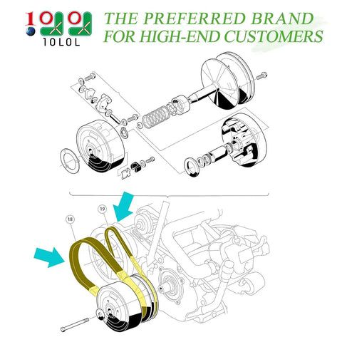 Diagram of Clutch Drive Belt And Starter Generator Belt Kit For Club Car DS 1997 Up And Club Car Precedent 2004 Up Gas Golf Carts