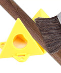 40 Piece Painter Pyramid Stands Set for Triangle Cone Paint Tripods and Door Riser Support Handy Diy Woodworking Tools for Elevation Painters Pyramids for Cabinets and Crafts Durable Reusable Plastic Stands for Studio Painting showcasing yellow pyramid stands with paintbrush and wood surface.