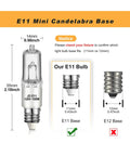 JDE11 120V 100W Halogen Mini Candelabra Bulbs T4 E11 2700K Warm White Dimmable For Ceiling Fans Chandeliers And Table Lamps