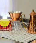 Wave Series KWF-185 Coffee Filters box with dripper and copper kettle on kitchen counter