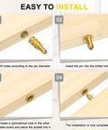 Genuine Brass Table Leaf Dowel Pins 10 Pack Solid Bolt Sleeve Connectors For Furniture Fixes Heavy Duty Alignment Hardware installation steps.
