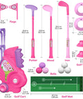 Toddler Golf Set For Kids Aged 2 To 4 Boys And Girls Upgraded Golf Clubs With Cart Putting Mat Indoor Outdoor Play Toy Safe Durable Plastic Pink Birthday Gift.