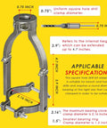 Straight Shooting Square Hole Drill Bit Adapter Mortising Attachment for Drill Press, showing specifications and dimensions.