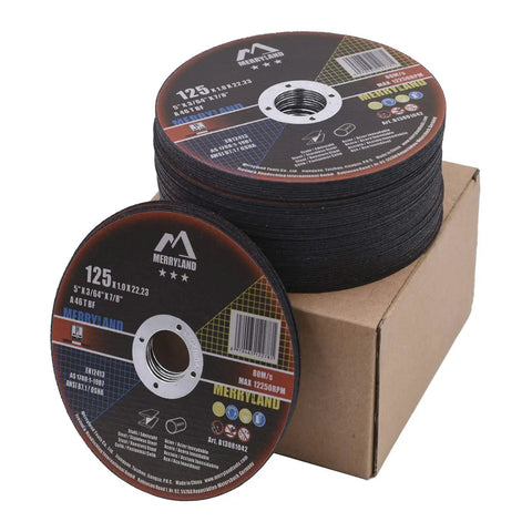 Cut Off Wheel 5 Inch For Angle Grinder Ultra Thin 0.045 Inch Thick Seven Eighths Inch Arbor Iron And Stainless Steel Cutting Discs 50 Pack