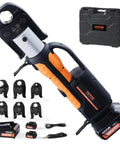 Heavy Duty 18V Electric Pipe Crimping Tool For Half To Two Inch Copper Lines With Fast Hydraulic Action And 32KN Output Including Vus Compatible Jaws Dual Batteries Quick Charger And Carry Case For Lickety Split Plumbing Projects with various jaws and accessories