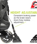 Detail of Macroblade 80 ABT Women's Fitness Inline Skates showing ABT braking system and height adjustability feature.