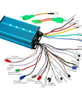 5000W Sine Wave Controller 72V 24 Mosfet 100A For Electric Atv Go Kart, blue aluminum housing with multiple wiring connections.