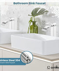 Waterfall Tall Bathroom Faucet 1 Hole Single Handle Vessel Sink Mixer Tap Stainless Steel With cUPC Hoses Modern Lavatory Chrome Faucet No Splash Sleek Modern Design For Minimalist Bathrooms placed at twin vessel sinks on a countertop against a decorative tile wall.