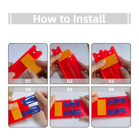 Instruction guide showing installation of Blue Racetrack Connectors And Orange Double Lane Connectors For Hot Wheels Straight Tracks 20 Pack Compatible With One Sixty Four Scale Diecast Race Sets Easy Snap Fit Build Endless Custom Tracks For Kids