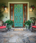Hand-Carved Authentic Barn Door For Interior And Exterior Use, Custom Size 71x34 Inch Front Door, no glass, rustic look