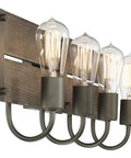 Winchester 4-Light Wall Sconce In Bronze And Aged Wood Finish, Industrial Style Vanity Lighting, Model 60-6430, side view