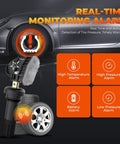 Brand New 315 Mhz Tpms Sensor Straight Swap Tire Pressure Monitoring System For Gm C6 Platform displayed with alerts for tire conditions.