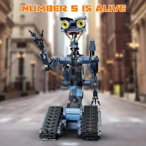 Johnny 5 Robot Building Set With Remote Control 1176 Pieces Rechargeable STEM Tech Movie Robotic Figure Model Kit For Adults Men Geek Gift Educational Hands On Robotics Project Gift Idea For Fans, front view