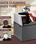 Absolute Knockout Electric Portafilter Cleaner And Automatic Espresso Puck Remover for quick cleaning of coffee grounds.