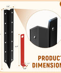10 Pack Fence Post Repair Stakes, 14 Gauge Heavy Duty Steel Fence Post Support Kit dimensions shown in diagram.