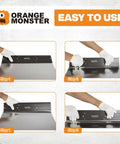Steps demonstrating the use of Heavy Duty 18 Inch Sheet Metal Bender for HVAC Ductwork, 16 Gauge Steel Folding Tool With Sight Holes.